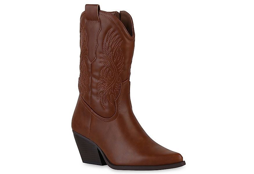 VAN HILL 840253 Cowboy Boots Damen Stiefeletten Cowboy Boots Stickereien Ho günstig online kaufen