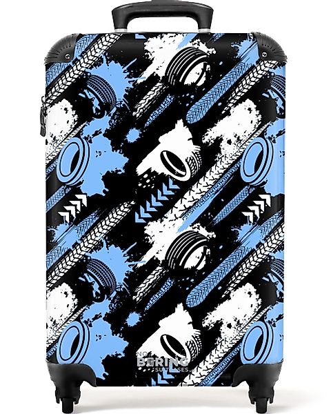 NoBoringSuitcases.com© Hartschalen-Trolley Blaue und graue Reifen günstig online kaufen