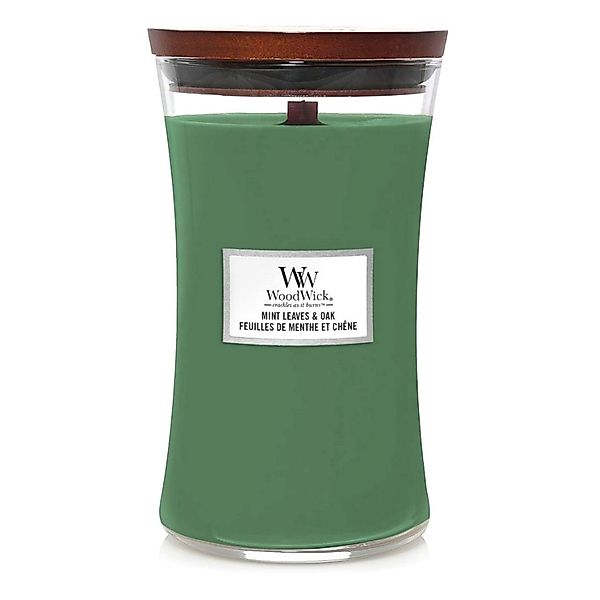 Woodwick Duftkerze Mint Leaves & Oak günstig online kaufen