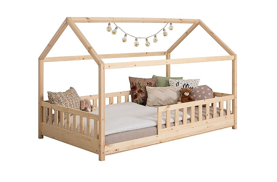 Ticaa Hausbett Kay mit Rausfallschutz aus Kiefer, Kinderbett 140x200, inkl. günstig online kaufen
