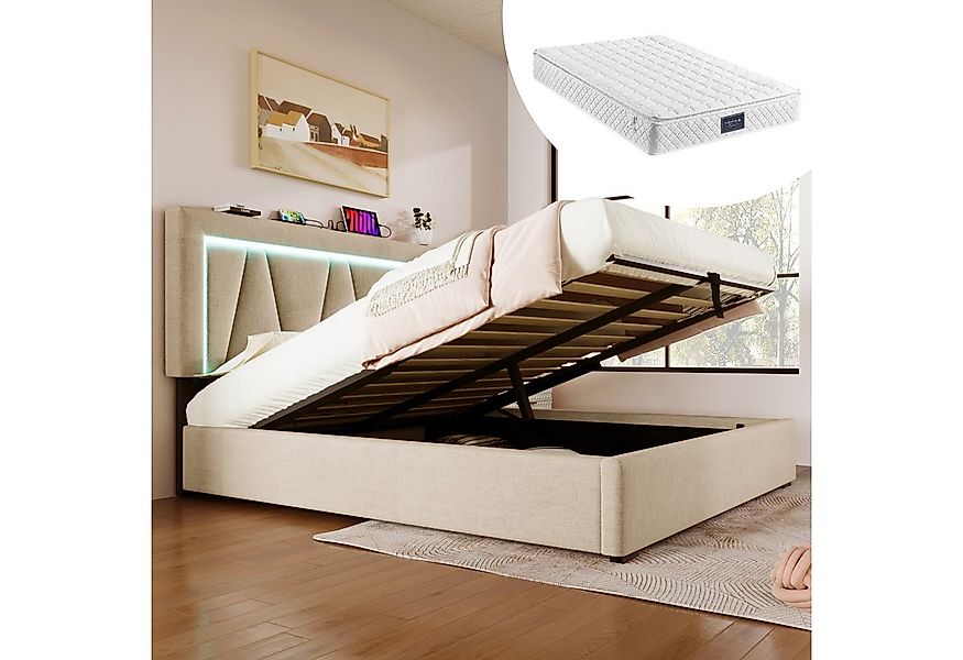 STILVORA Polsterbett 160x200 Bettgestell Jugendbett mit Stauraum,bett mit U günstig online kaufen