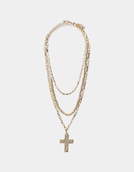 Bershka 3er-Pack Halsketten Kreuz Damen Gold günstig online kaufen