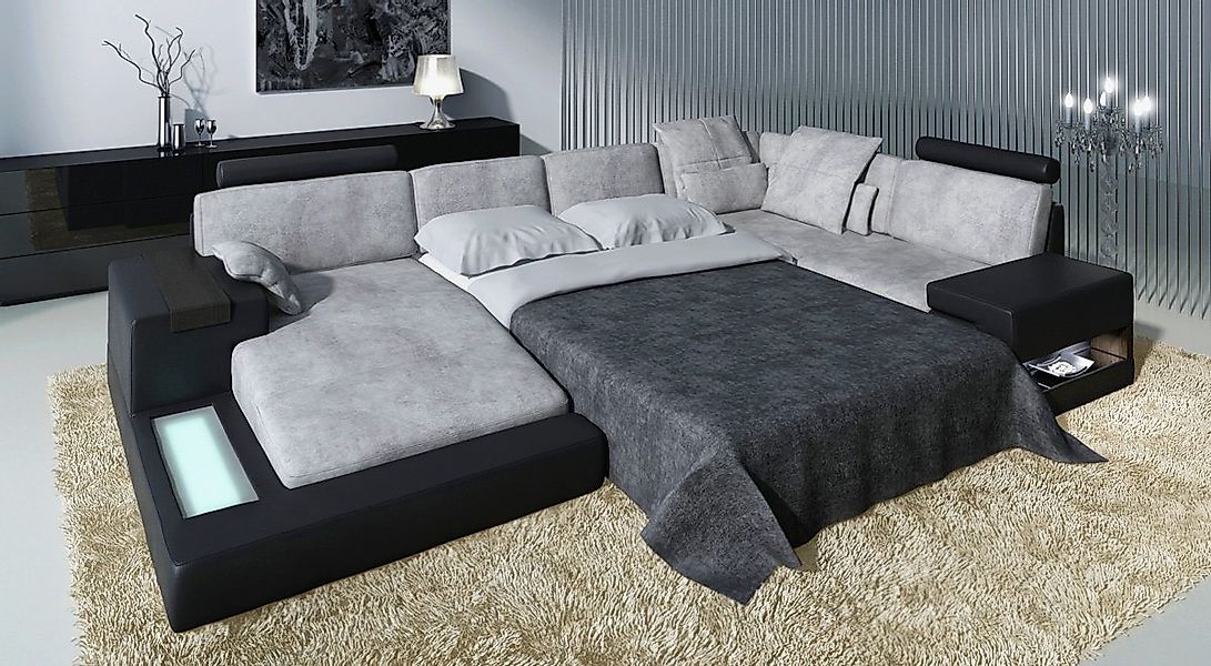 BULLHOFF Schlafsofa Schlafsofa XXL Wohnlandschaft Bettcouch Sofa U-Form Sch günstig online kaufen