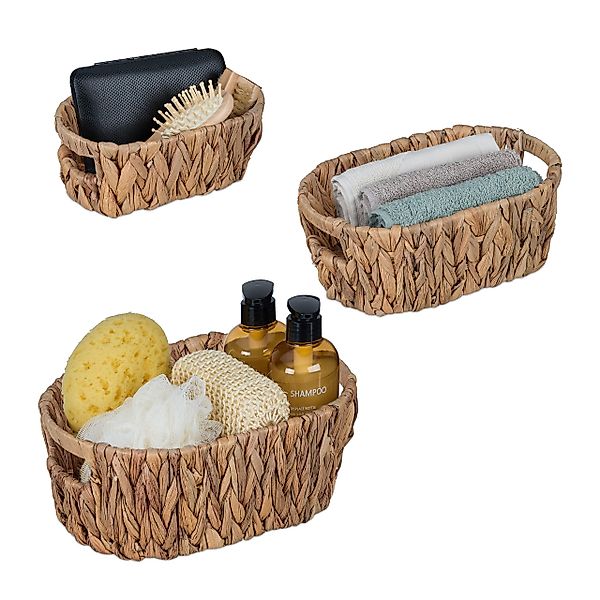 relaxdays Aufbewahrungskorb Ovale Aufbewahrungskörbe 3er Set günstig online kaufen