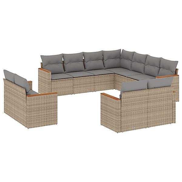 vidaXL 11-Tlg Garten-Sofagarnitur mit Kissen Beige Poly Rattan 3258902 günstig online kaufen
