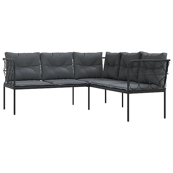 vidaXL Gartensofa in L-Form mit Kissen Schwarz Stahl und Textilene 4008110 günstig online kaufen