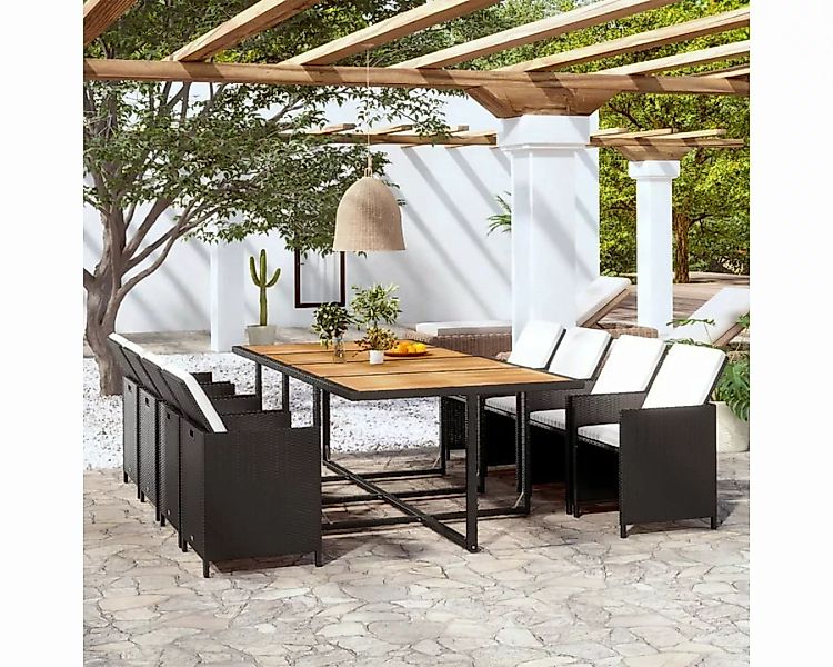 DOTMALL Big-Sofa 13-teiliges Outdoor-Essset mit Kissen, Polyrattan, Schwarz günstig online kaufen