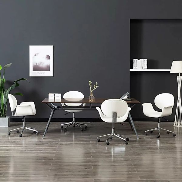 Drehbare Esszimmerstühle 4 Stk. Weiß Kunstleder günstig online kaufen