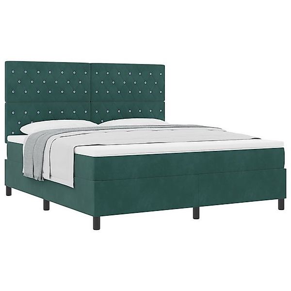 vidaXL Bett Boxspringbett mit Matratze Dunkelgrün Super King Velvet (1-tlg) günstig online kaufen