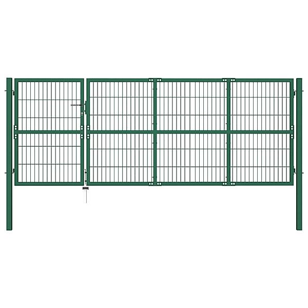 vidaXL Gartentor mit Pfosten 350 x 120 cm Stahl Grün 142570 günstig online kaufen