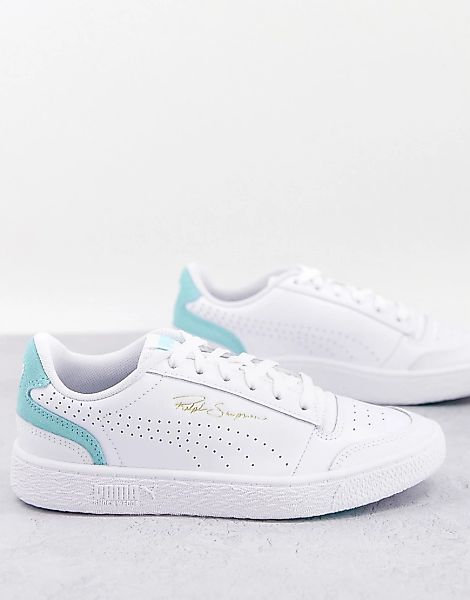 PUMA – Ralph Sampson Lo – Sneaker in Weiß und Blau mit Farbblockdesign günstig online kaufen
