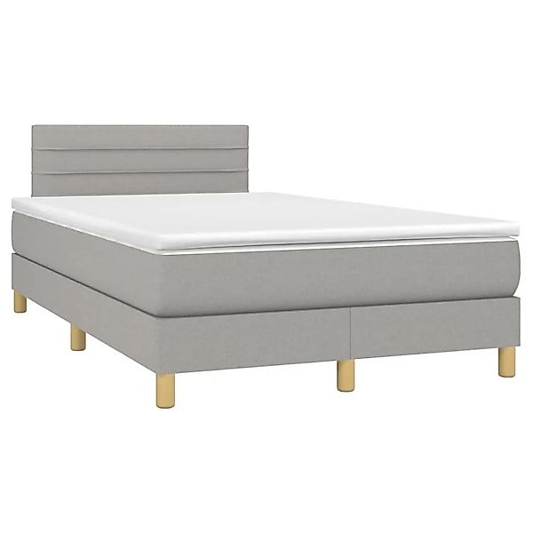 vidaXL Boxspringbett mit Matratze & LED Hellgrau 120x200 cm Stoff 3133781 günstig online kaufen