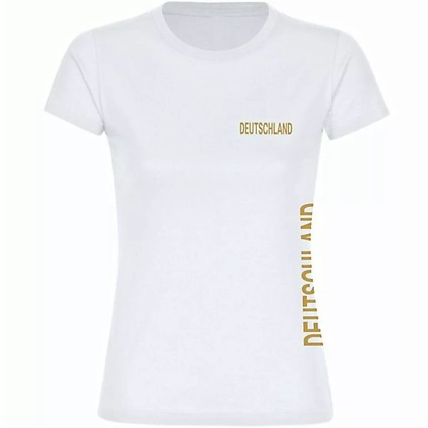 multifanshop T-Shirt Damen Deutschland - Brust & Seite Gold - Frauen günstig online kaufen