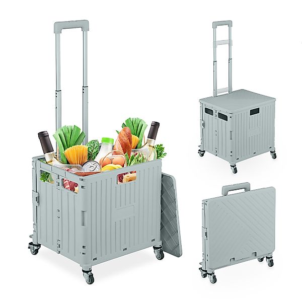relaxdays Einkaufstrolley Faltbarer Einkaufstrolley mit Lenkrollen, günstig online kaufen