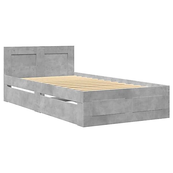 vidaXL Bettgestell mit Kopfteil Betongrau 90x200 cm Holzwerkstoff 3295586 günstig online kaufen