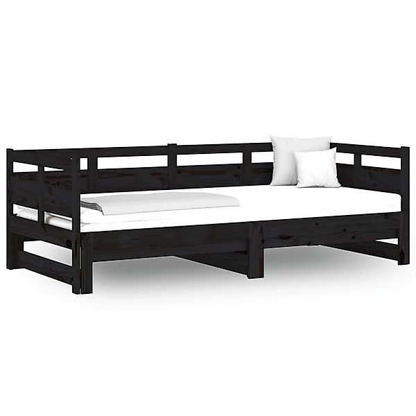 vidaXL Bett, Tagesbett Ausziehbar Schwarz Massivholz Kiefer 2x(80x200) cm günstig online kaufen
