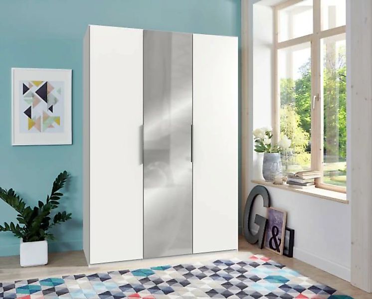 Kleiderschrank 150 cm breit mit Spiegel LEVEL36 A Weiß günstig online kaufen