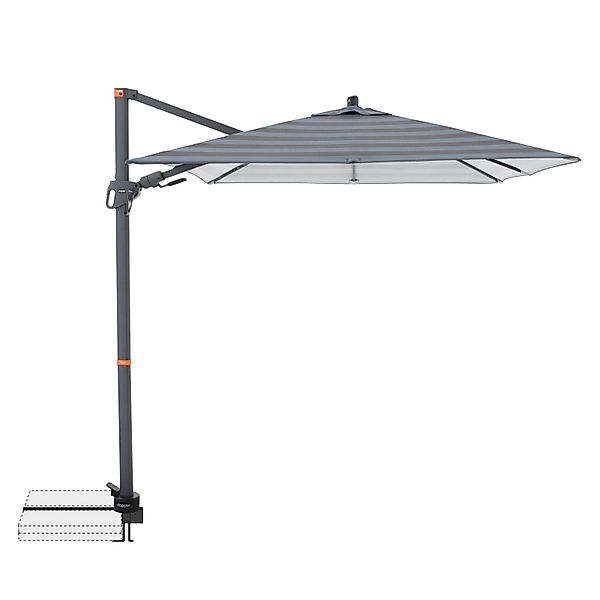 Doppler Ampelschirm 210 cm x 210 cm Blau-Grau mit Dreh- & Neigungsfunktion günstig online kaufen