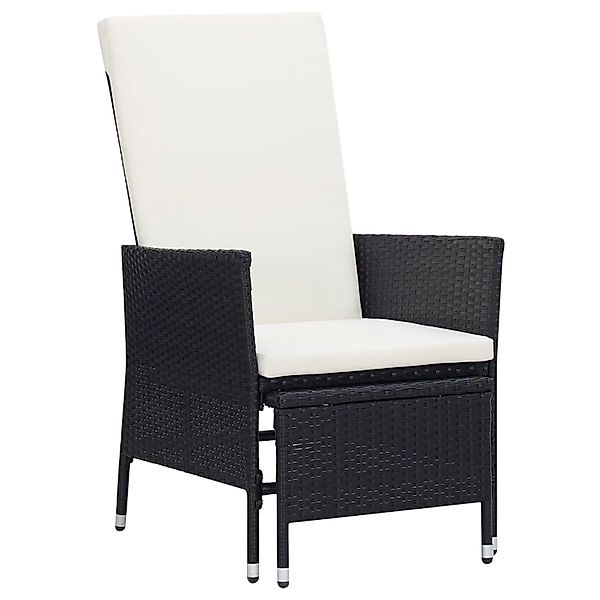 vidaXL Garten-Liegestuhl mit Auflagen Poly Rattan Schwarz günstig online kaufen