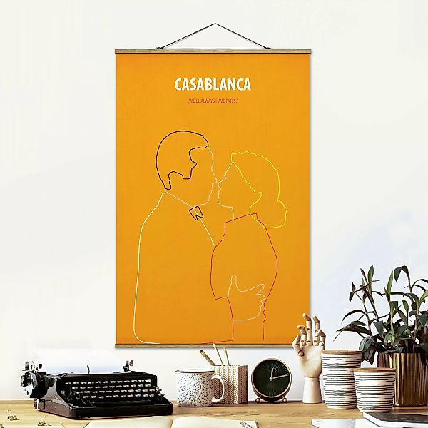 Stoffbild Portrait mit Posterleisten - Hochformat Filmposter Casablanca günstig online kaufen