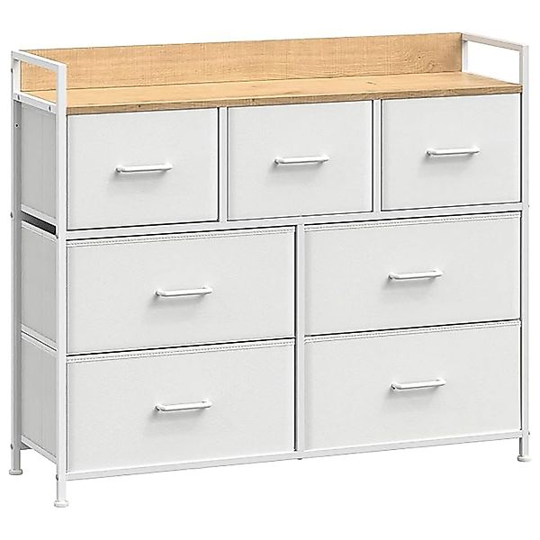 Songmics Kommode Bellah mit 7 Stoffschubladen Weiß-Beige günstig online kaufen