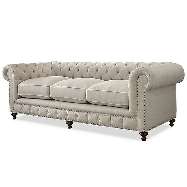 Xlmoebel Sofa Chesterfield Sofa Sitzgarnitur aus Stoff und Leder, Dreisitze günstig online kaufen