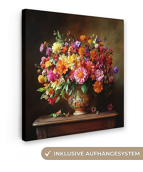 OneMillionCanvasses® Leinwandbild Farben - Blumenstrauß - Vase - Holz, Foto günstig online kaufen