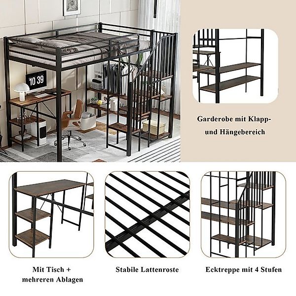 Odikalo Hochbett Etagenbett Jugendbett Eisenbett Mit Stauraum, 120x200cm Sc günstig online kaufen