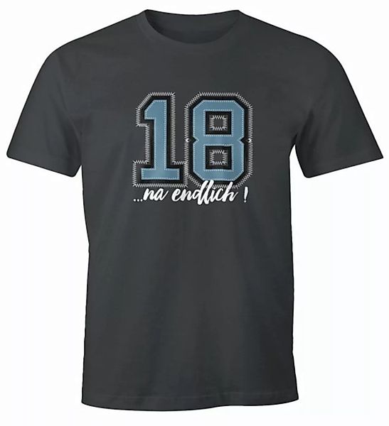 MoonWorks Print-Shirt Herren T-Shirt Geburtstag endlich 18 College Look Fun günstig online kaufen