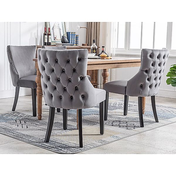 Esszimmerstühle, 4 Stücke 50cm Retro stilvoll Knopfheftung hochwertig komfo günstig online kaufen