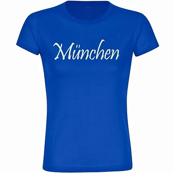 multifanshop T-Shirt Damen München blau - Schriftzug - Frauen günstig online kaufen