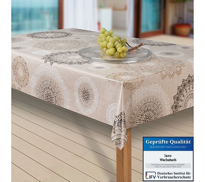 laro Tischdecke Wachstuch-Tischdecken Abwaschbar Mandala beige braun rechte günstig online kaufen