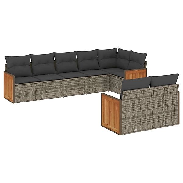 vidaXL 8-Tlg Garten-Sofagarnitur mit Kissen Grau Poly Rattan 3260233 günstig online kaufen