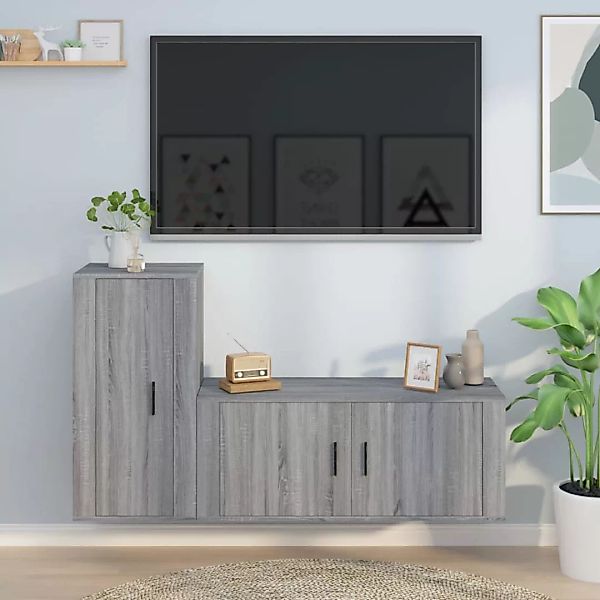 Vidaxl 2-tlg. Tv-schrank-set Grau Sonoma Holzwerkstoff günstig online kaufen