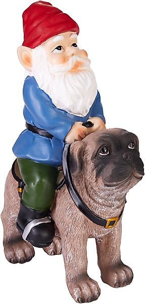 BRUBAKER Gartenzwerg Zwerg mit Hund reitet günstig online kaufen