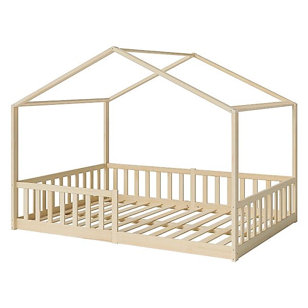 Bellabino Hausbett Bia mit Rausfallschutz und Lattenrost (natur, mit Matrat günstig online kaufen