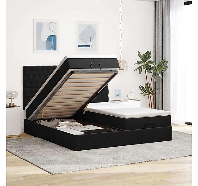 vidaXL Bett, Ottoman-Bett mit Matratzen Schwarz 200x200 cm Samt günstig online kaufen