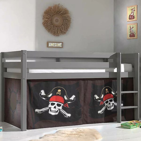 Spielbett Pirat aus Kiefer Massivholz Grau günstig online kaufen