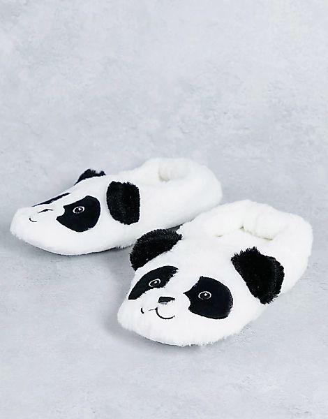 Loungeable – Panda-Hausschuhe in Weiß günstig online kaufen