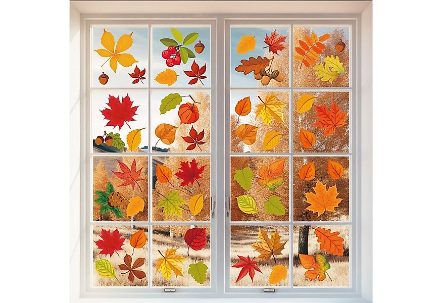 Coonoor Fensterfolie 64 Stück Fensterbilder Herbst, Herbstdeko,Erntedankfes günstig online kaufen