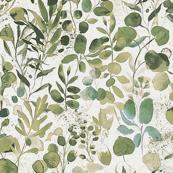 PROFHOME 396971-GU Natur Tapete Aquarell-Stil Matt Grün Blau Weiß 0,53 m x günstig online kaufen