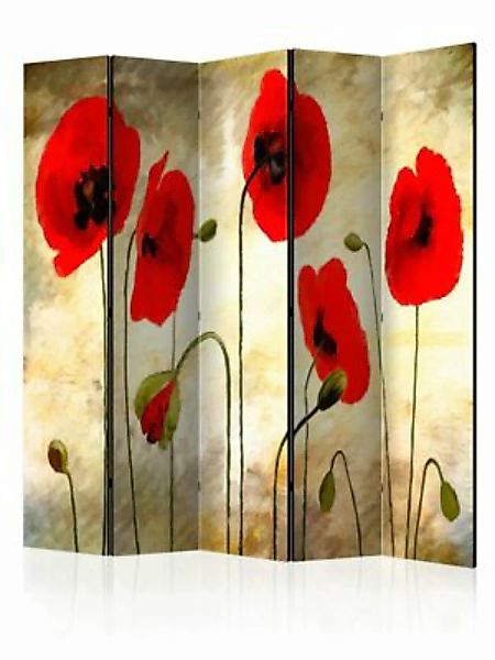 artgeist Paravent Golden Field of Poppies II [Room Dividers] grün-kombi Gr. günstig online kaufen