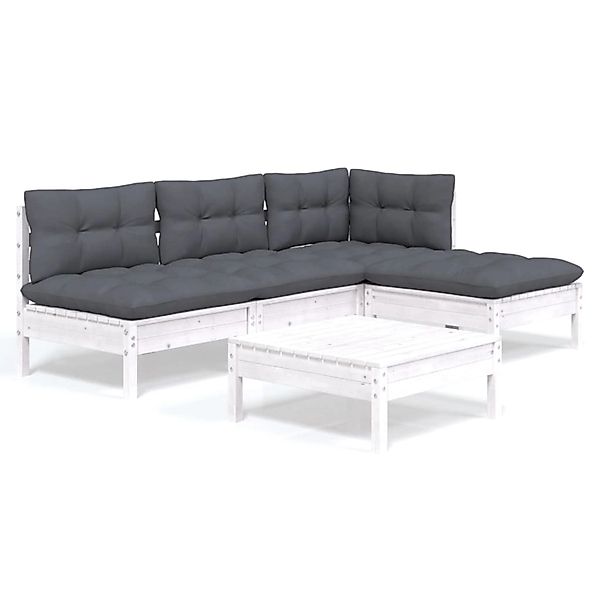 vidaXL Gartenlounge-Set 5-tlg. Garten-Lounge-Set mit Kissen günstig online kaufen