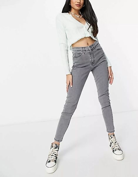 Topshop – Jamie – Jeans aus einem recycelten Baumwollmix in Grau günstig online kaufen