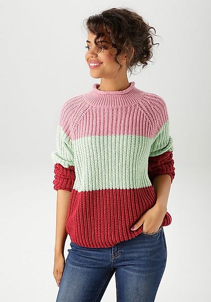 Aniston CASUAL Strickpullover im trendfarbigen Color-Blocking günstig online kaufen