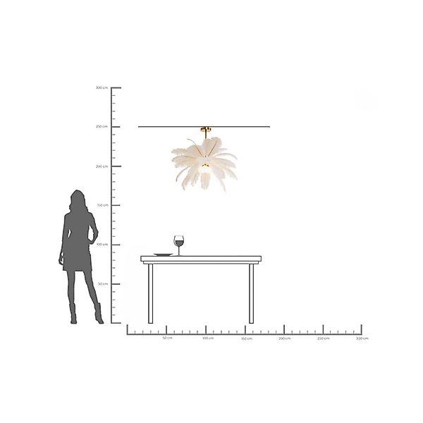 KARE Hängeleuchte Feather Palm, weiß, Federn, Ø 87 cm, G9 günstig online kaufen