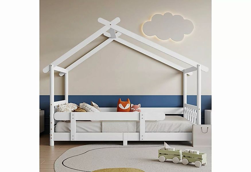 Sweiko Kinderbett, Hausbett mit Gitter, Lattenrost und Rausfallschutz, 90*1 günstig online kaufen