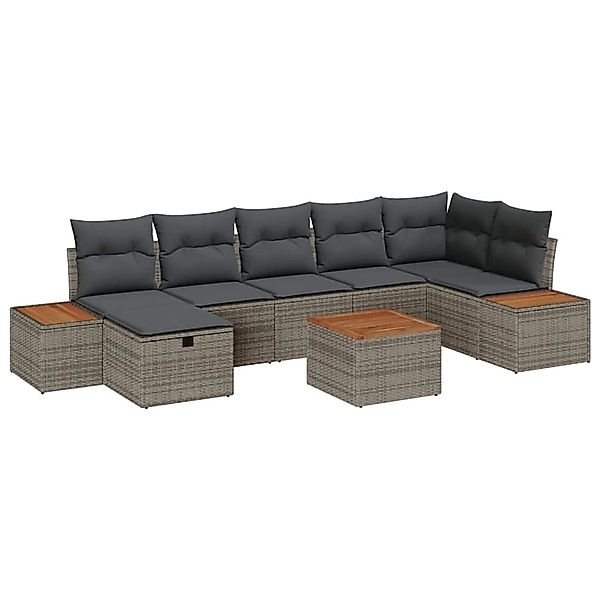 vidaXL Garten-Sofa-Set mit Kissen 8-Tlg Grau Poly Rattan 3359646 günstig online kaufen
