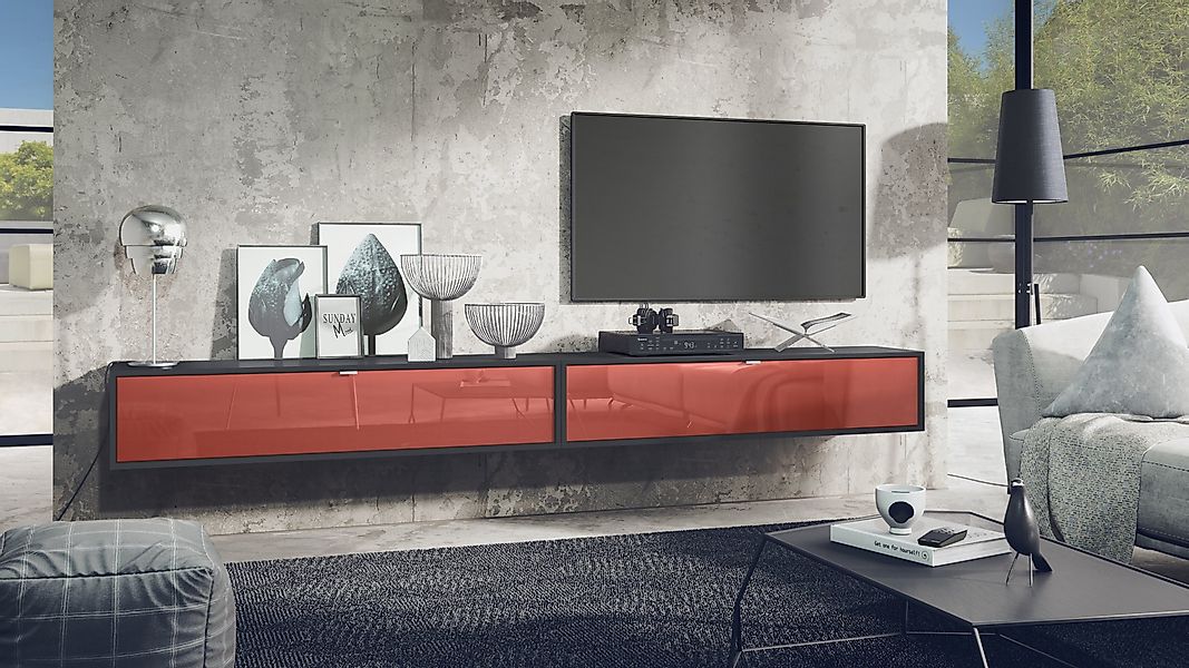 Vladon Lowboard Lana 1400 (2er-Set Tv-Kommode, mit Klappe dahinter 3 Fächer günstig online kaufen