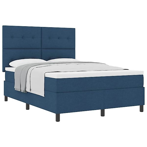 vidaXL Boxspringbett mit Matratze mit Kopfteil Blau 140 x 190 cm Stoff 3339 günstig online kaufen